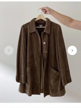 J. Jill Chocolate Brown Corduroy XLP Coat JACKET